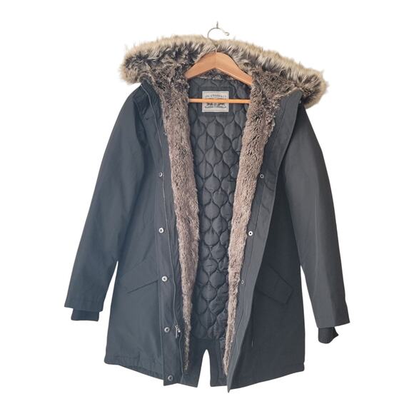 Levi's Black Arctic Cloth Shortie Parka Jacket with Faux Fur Hood Women's XS NWT - Picture 4 of 15